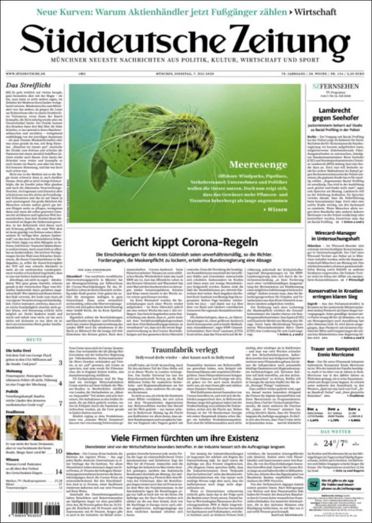 Portada de Sueddeutsche (Alemania)