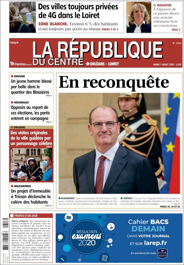 Portada de La République du Centre (Francia)