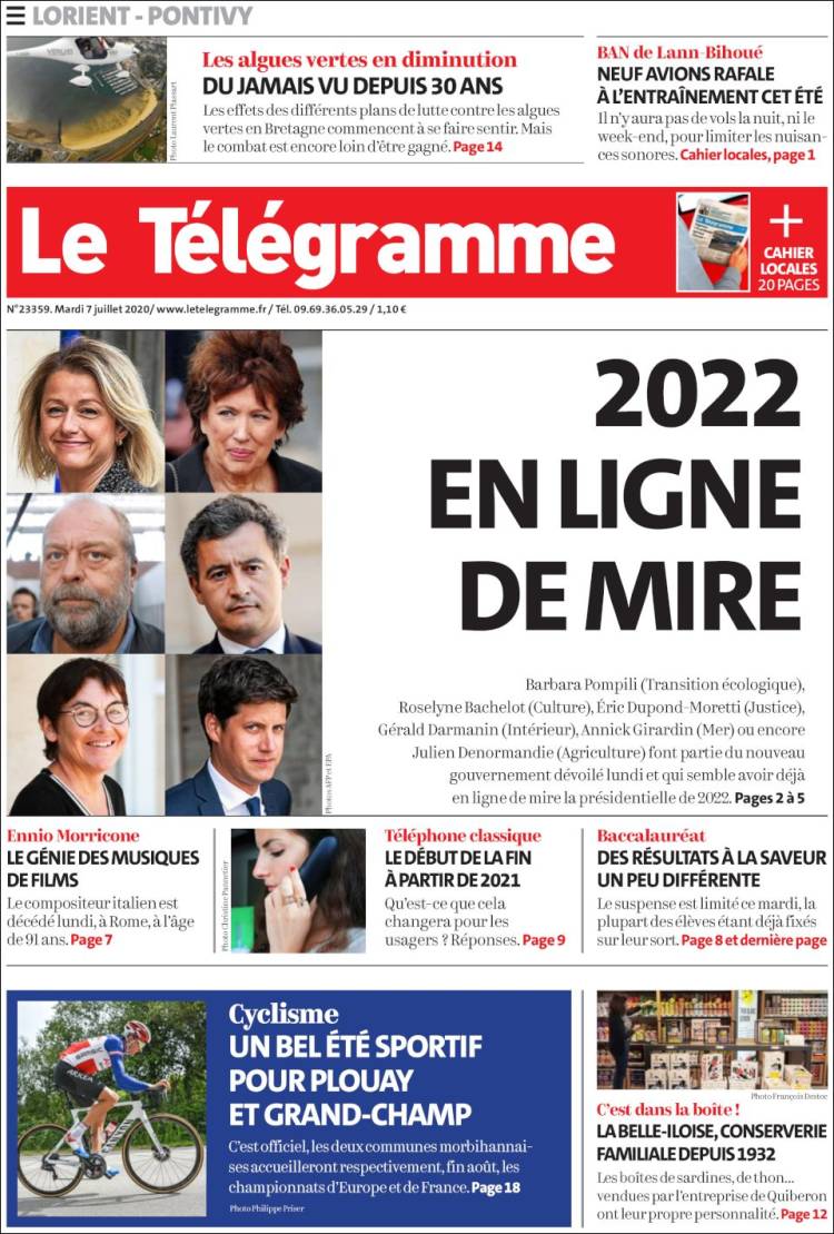 Portada de Télégramme (Francia)