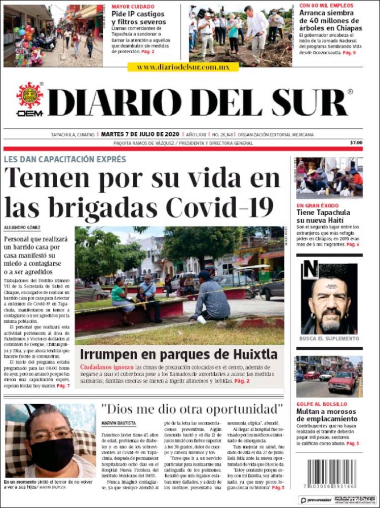 Portada de El Diario del Sur (M&eacute;xico)