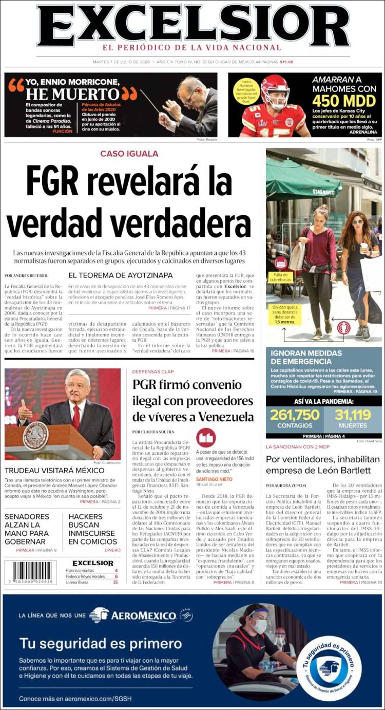 Portada de Excelsior (M&eacute;xico)
