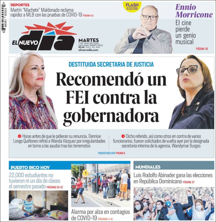 Portada de El Nuevo Día (Puerto Rico)