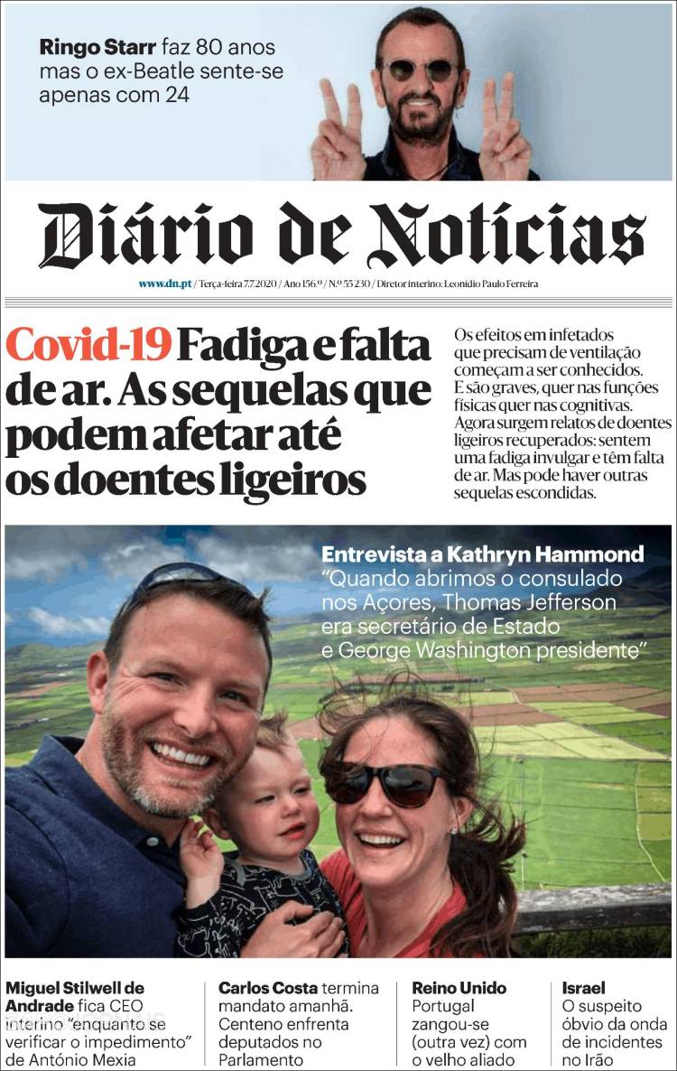Portada de Diário de Noticias (Portugal)