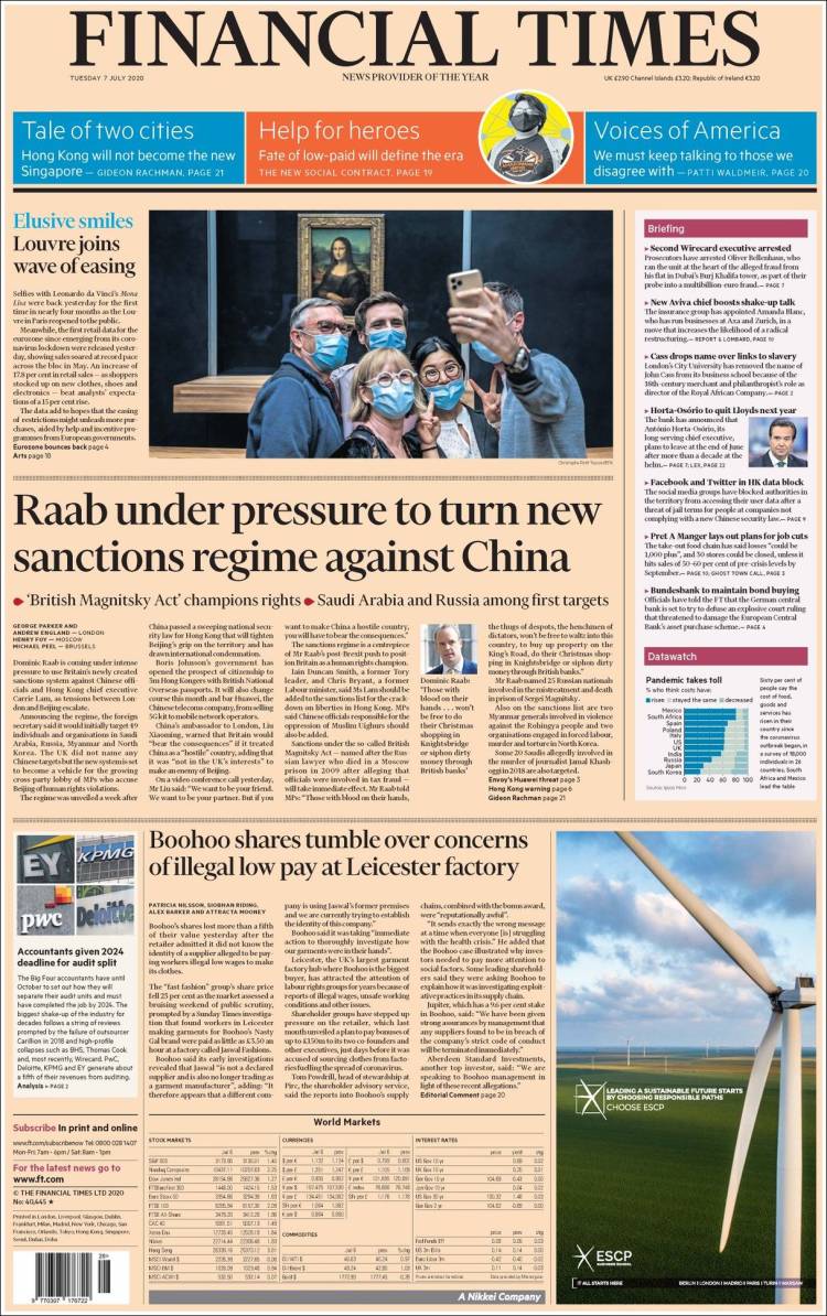 Portada de Financial Times (Reino Unido)