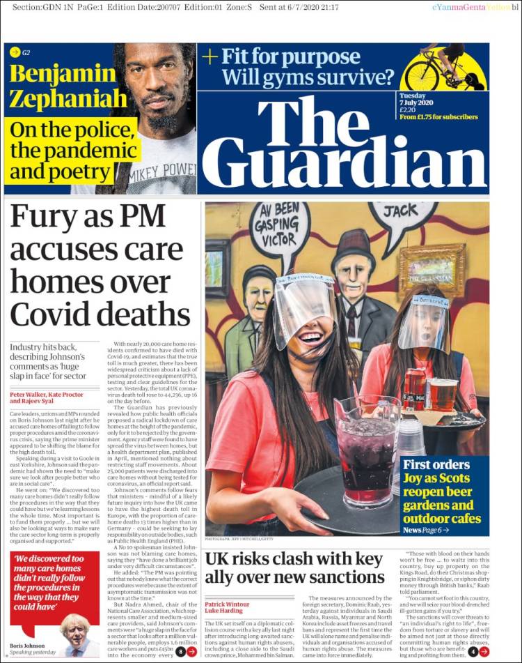 Portada de The Guardian (Reino Unido)