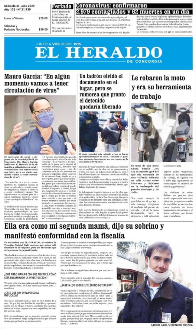 Portada de El Heraldo de Concordia (Argentina)