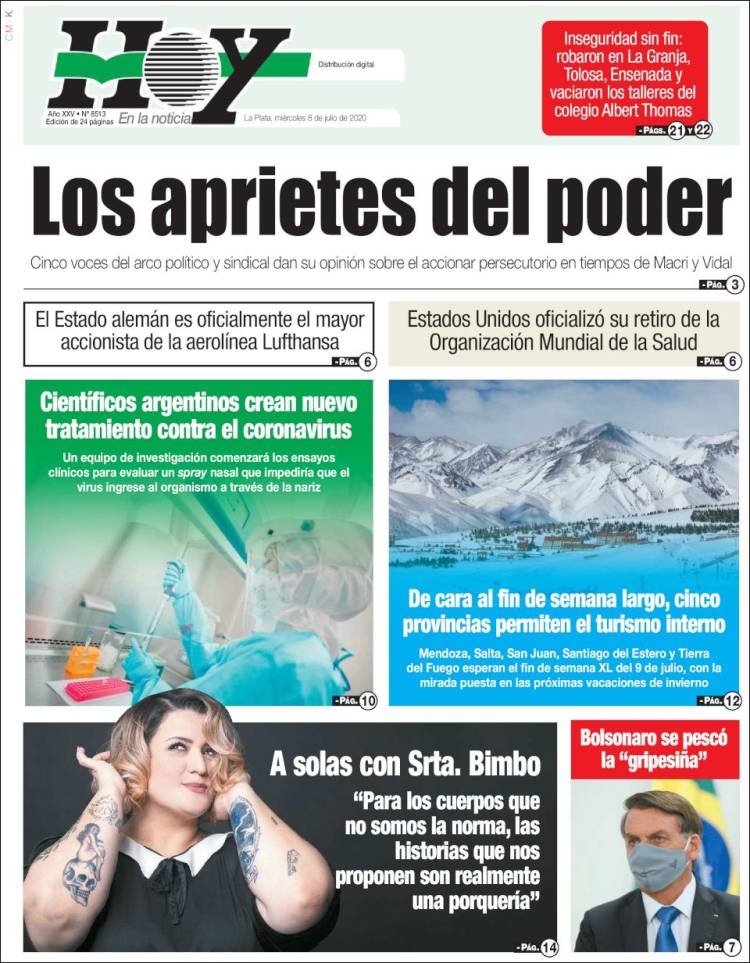 Portada de Diario Hoy (Argentina)