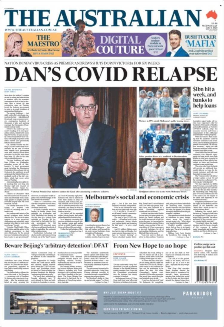 Portada de The Australian (Australia)