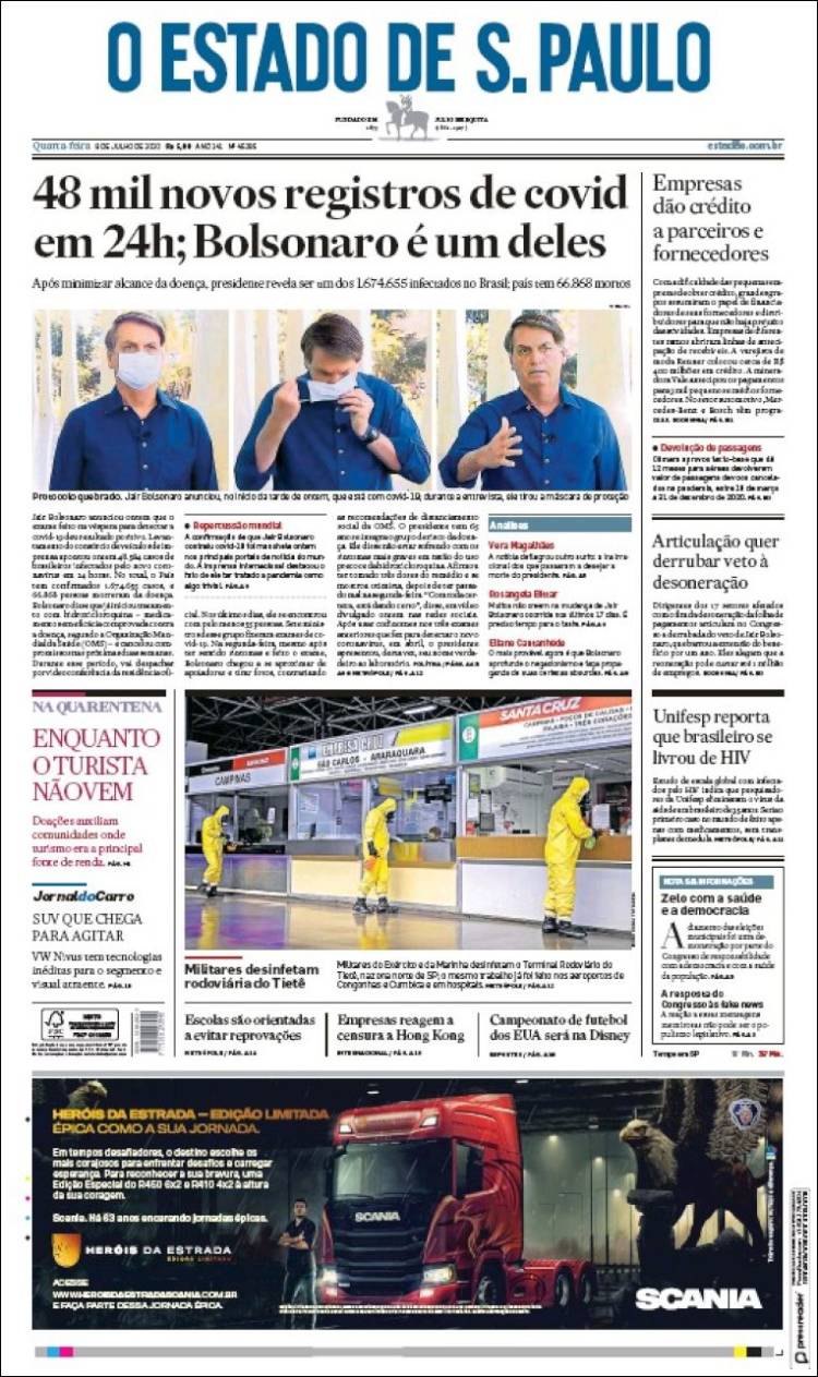 Portada de O Estado de São Paulo (Brasil)