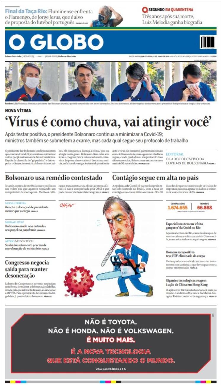 Portada de O Globo (Brasil)