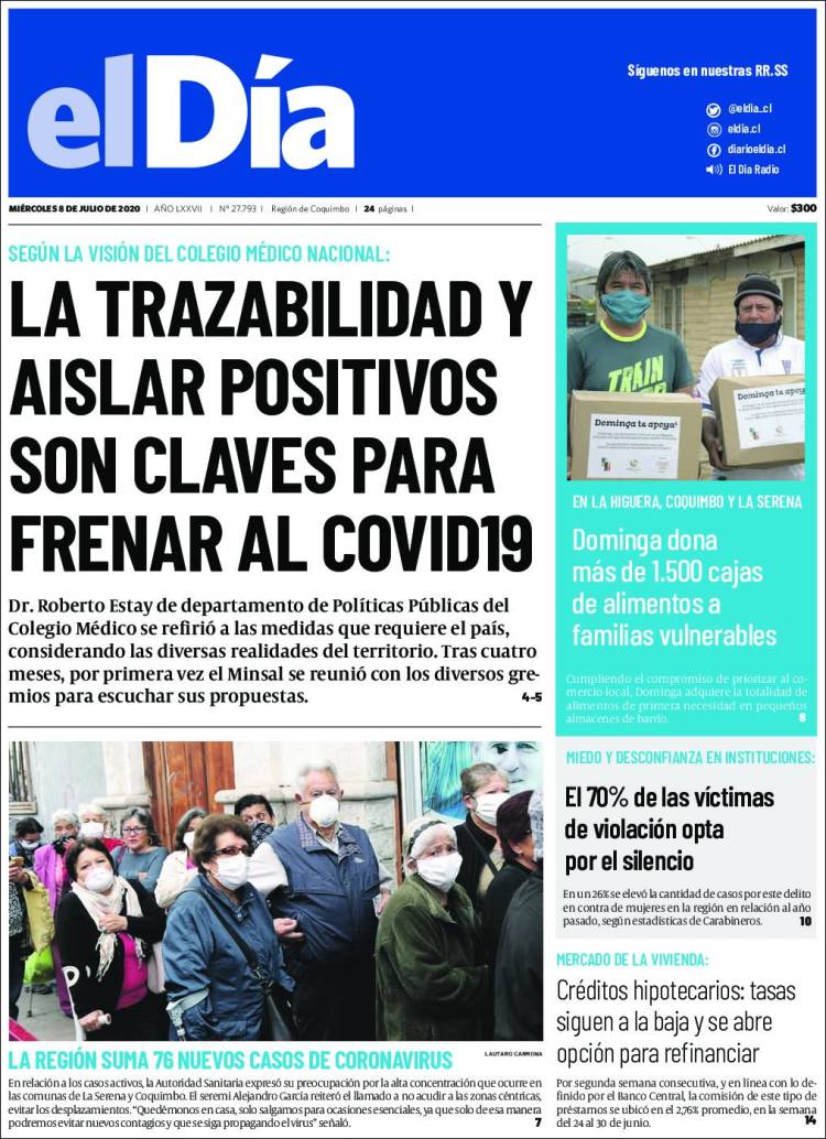 Portada de El Día (Chile)