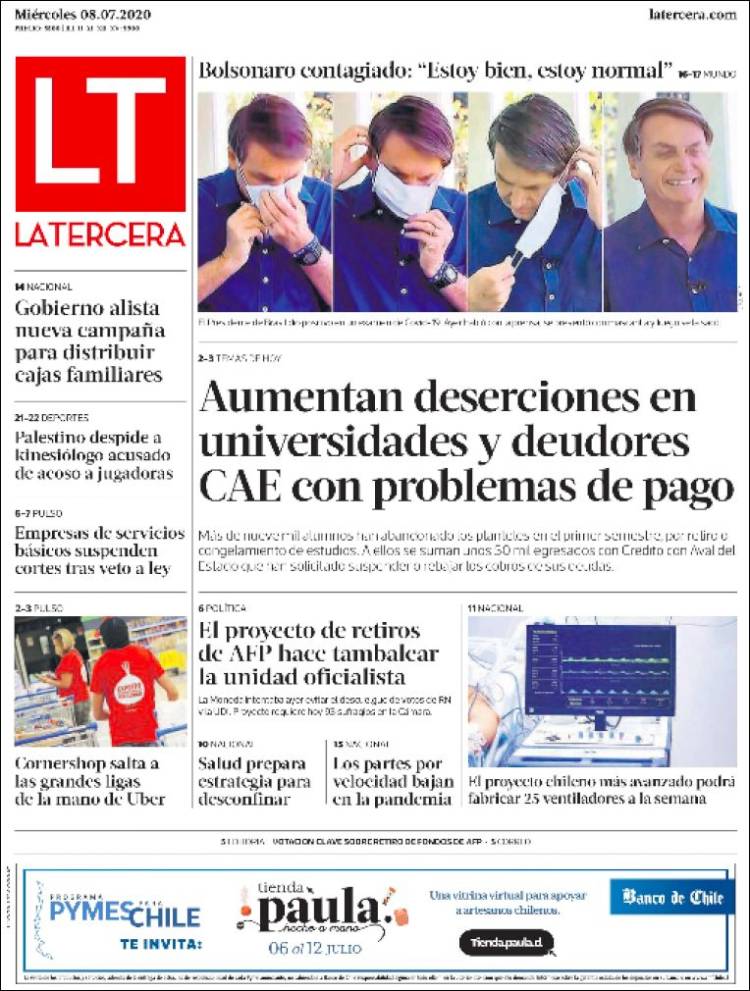 Portada de La Tercera (Chile)