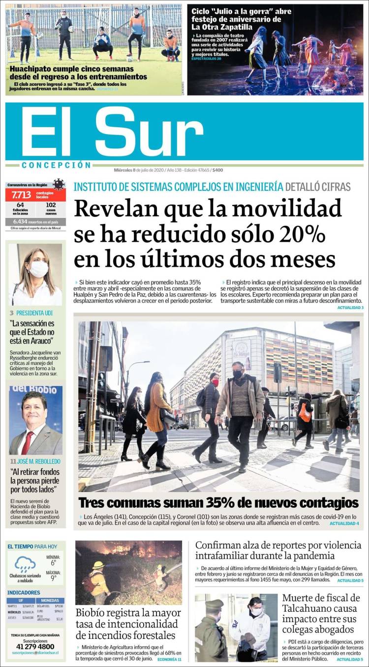 Portada de El Sur (Chile)