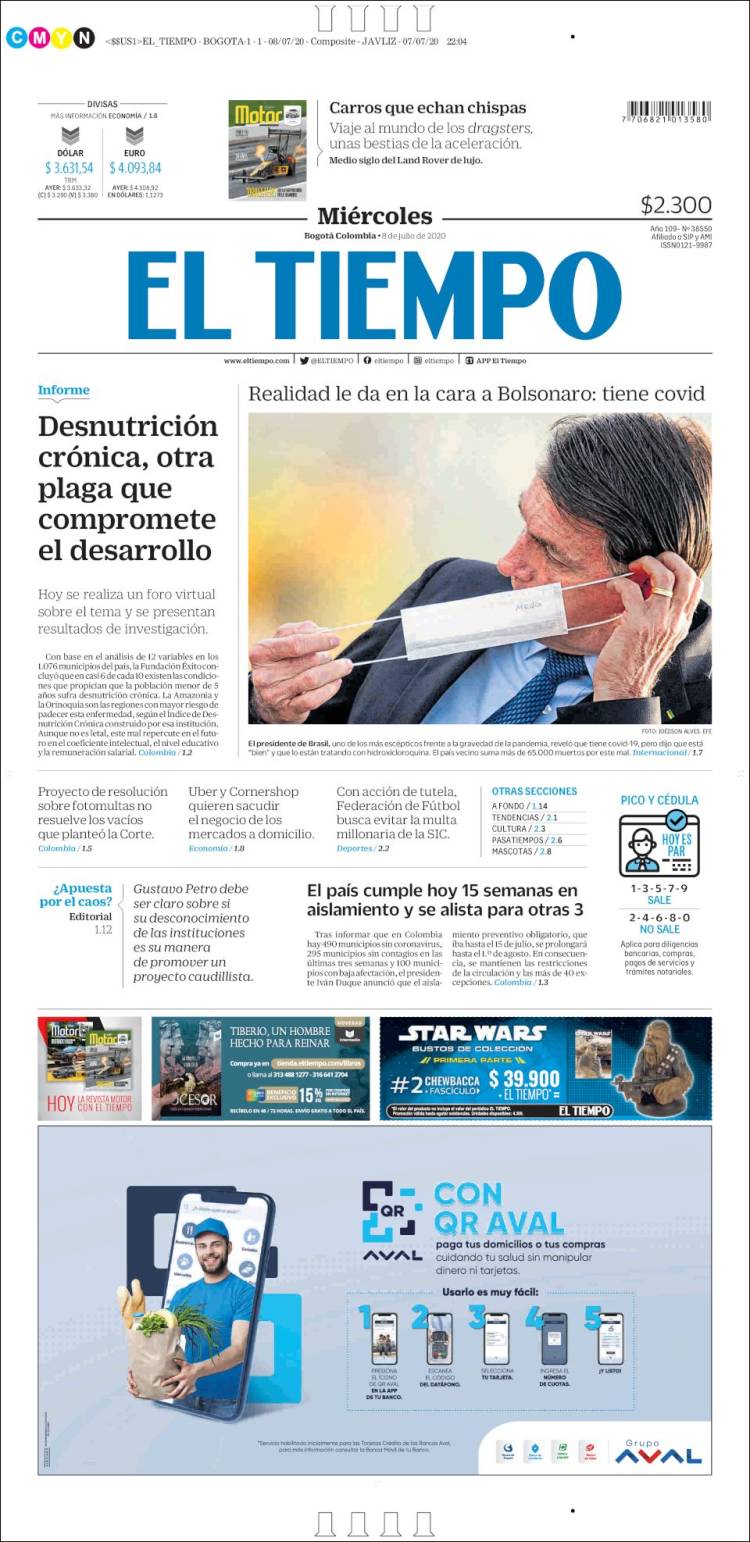 Portada de El Tiempo (Colombia)