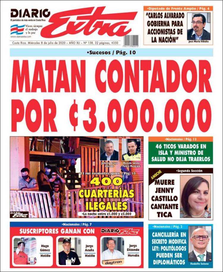 Portada de Diario Extra (Costa Rica)