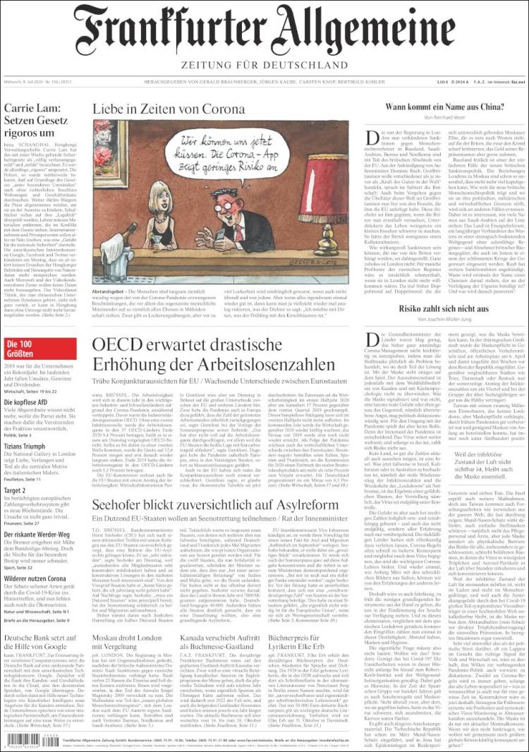 Portada de Frankfurter Allgemeine (Alemania)