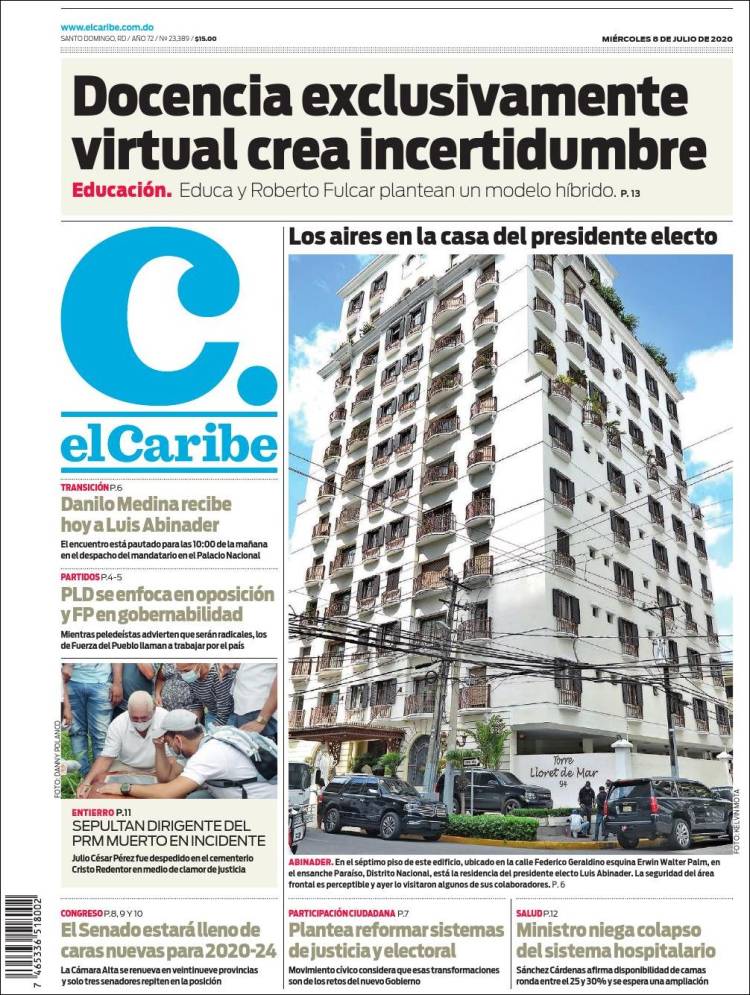 Portada de El Caribe (R. Dominicana)