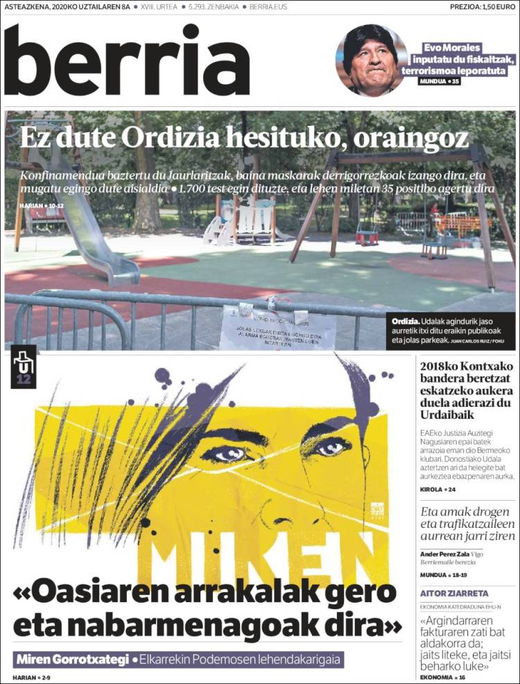 Portada de Berria (Espa&ntilde;a)