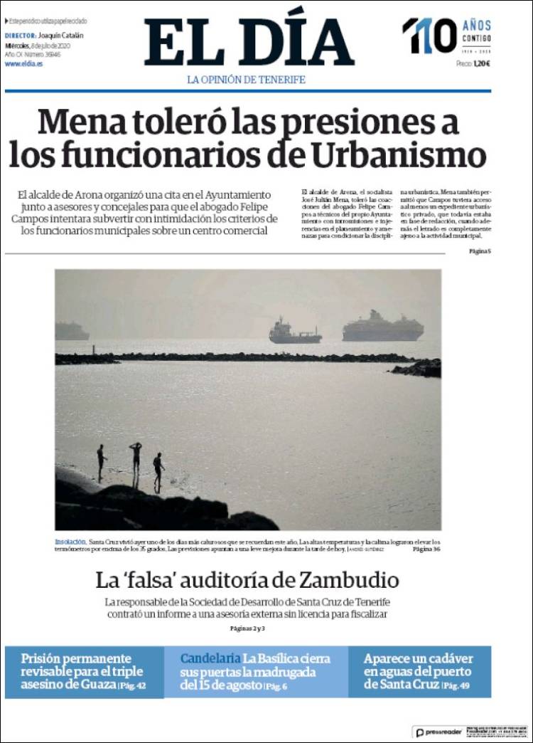 Portada de El Día (Espa&ntilde;a)