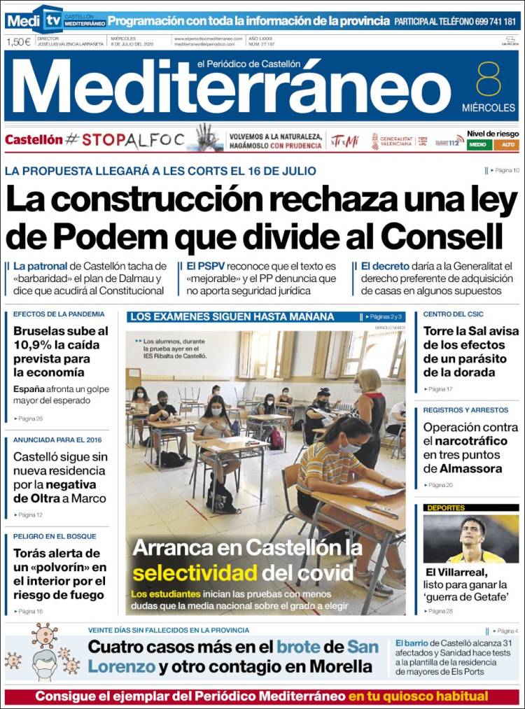 Portada de El Periódico Mediterraneo (Espa&ntilde;a)