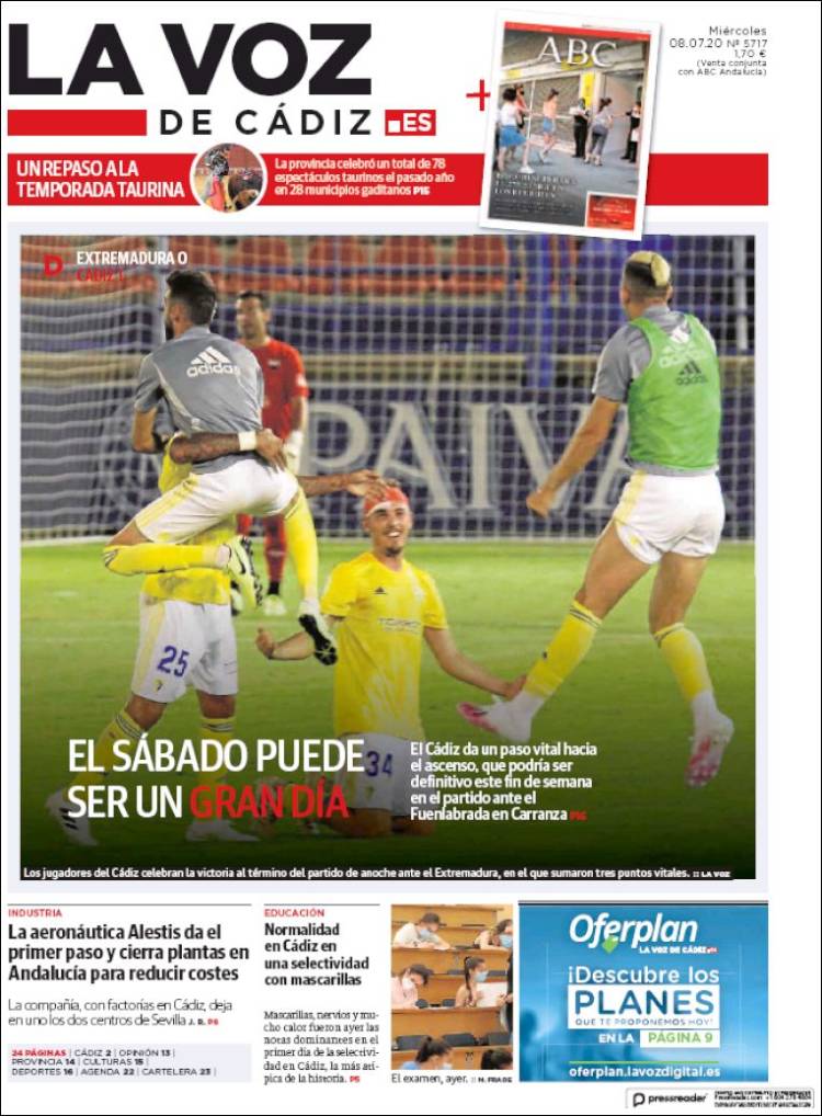 Portada de La Voz de Cádiz (Espa&ntilde;a)