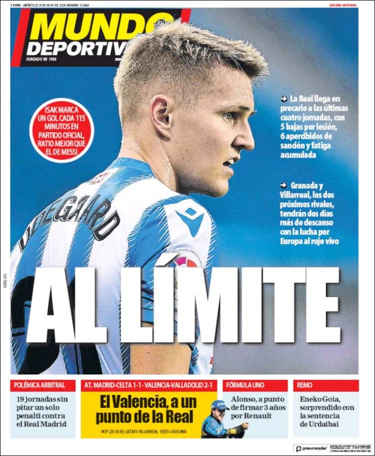 Portada de Mundo Deportivo Gipuzkoa (Espa&ntilde;a)