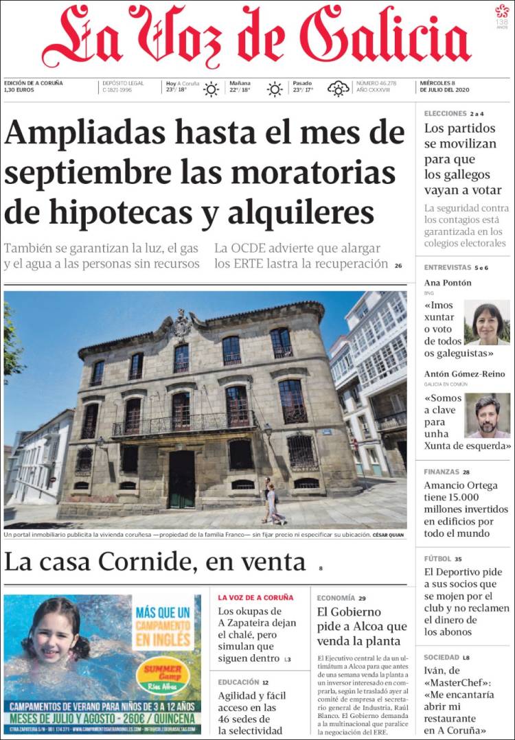 Portada de La Voz de Galicia (Espa&ntilde;a)