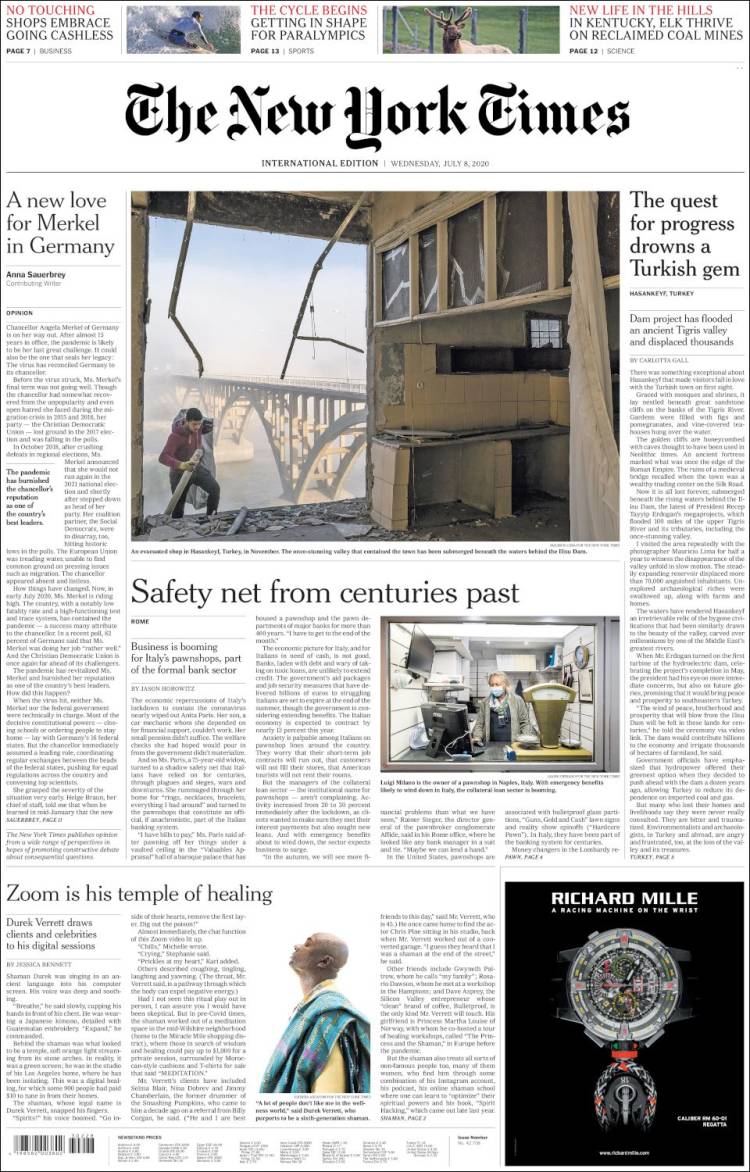 Portada de International New York Times (Europa)