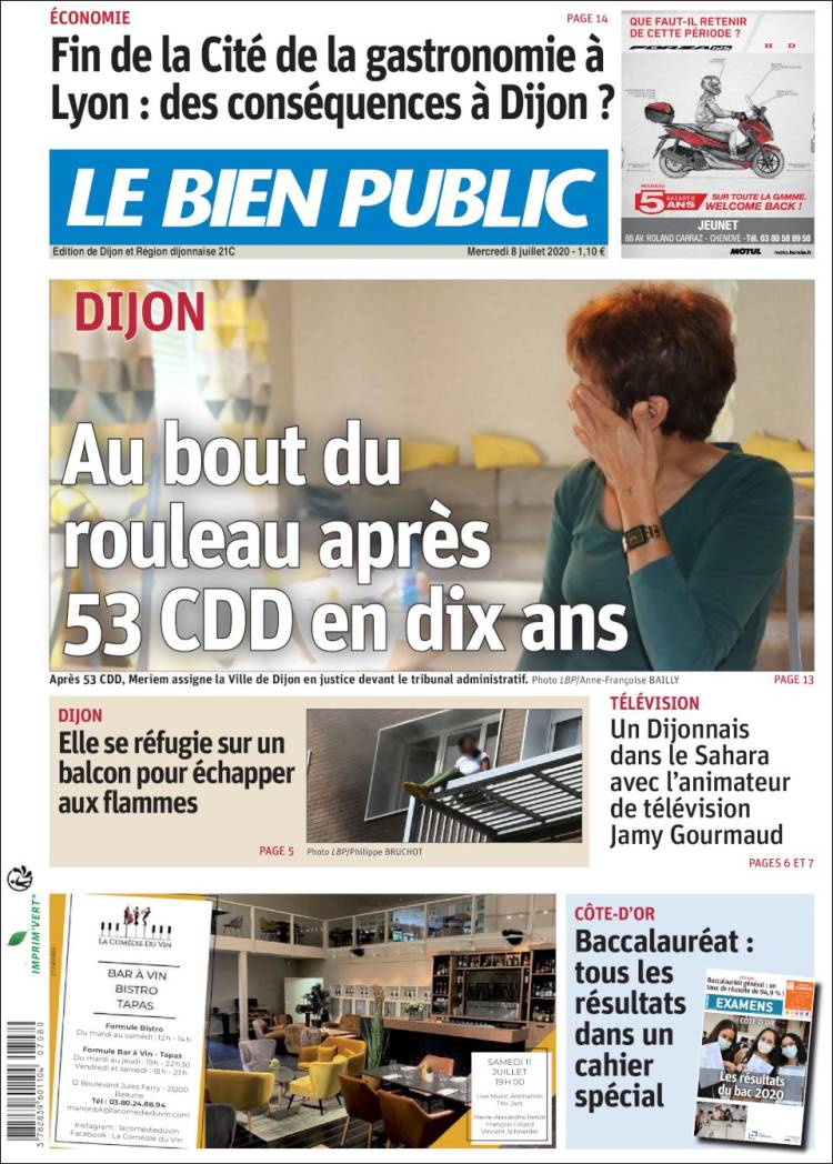 Portada de Le Bien Public (Francia)