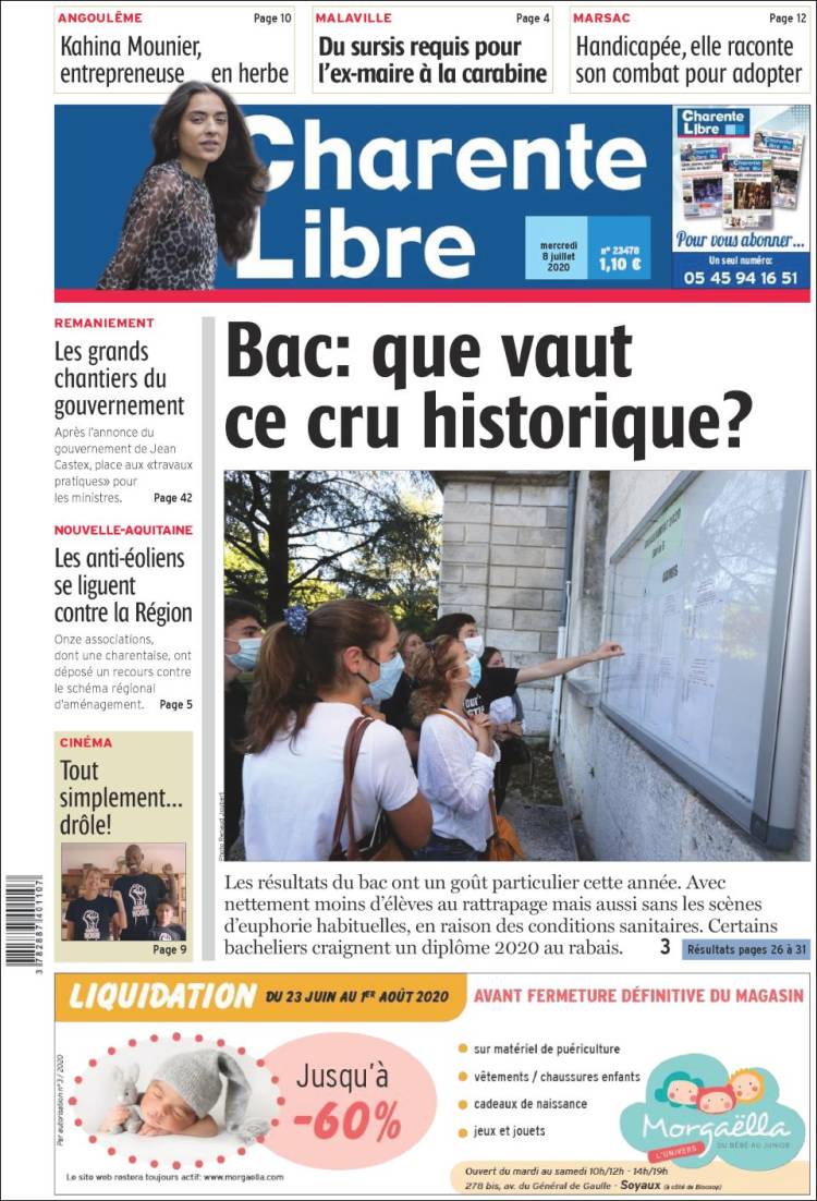Portada de Charente Libre (Francia)