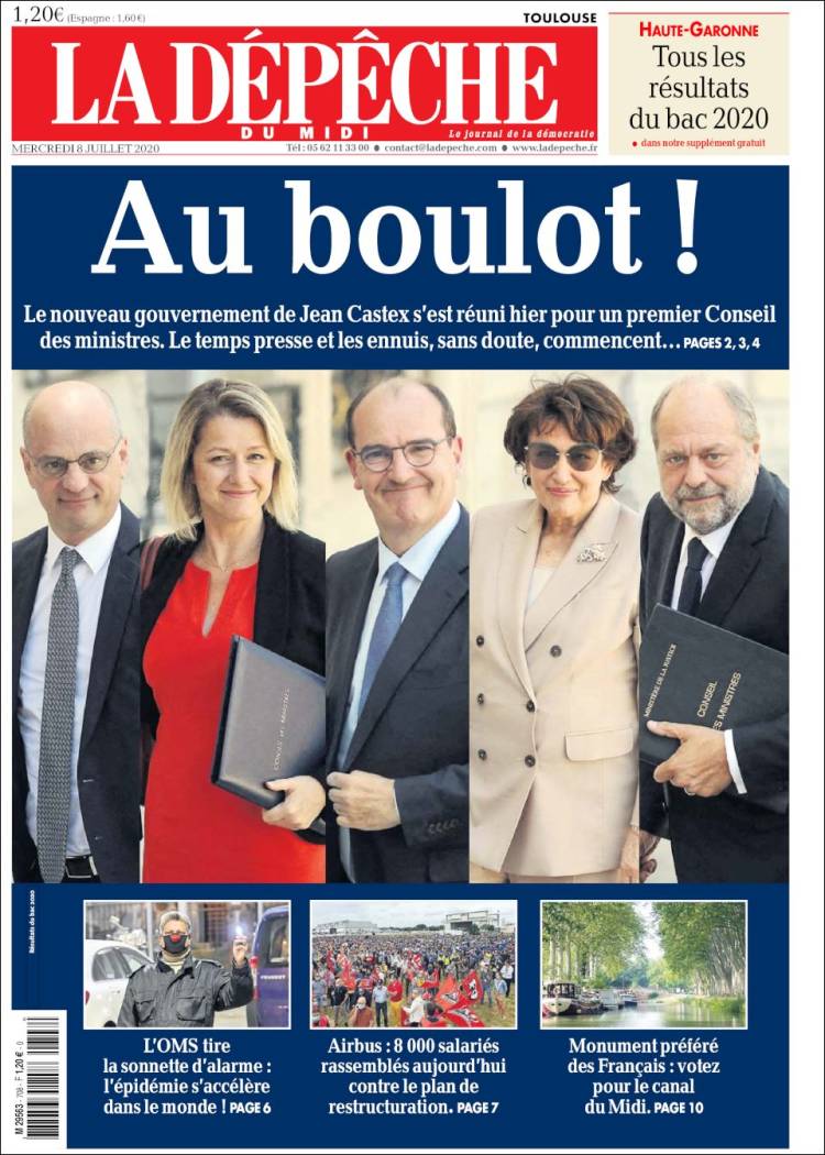 Portada de La Dépêche du Midi (Francia)