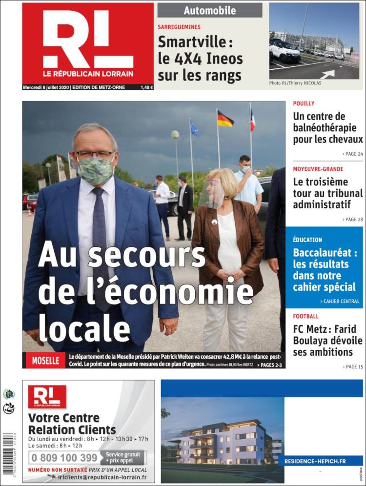 Portada de Le Republicain Lorrain (Francia)