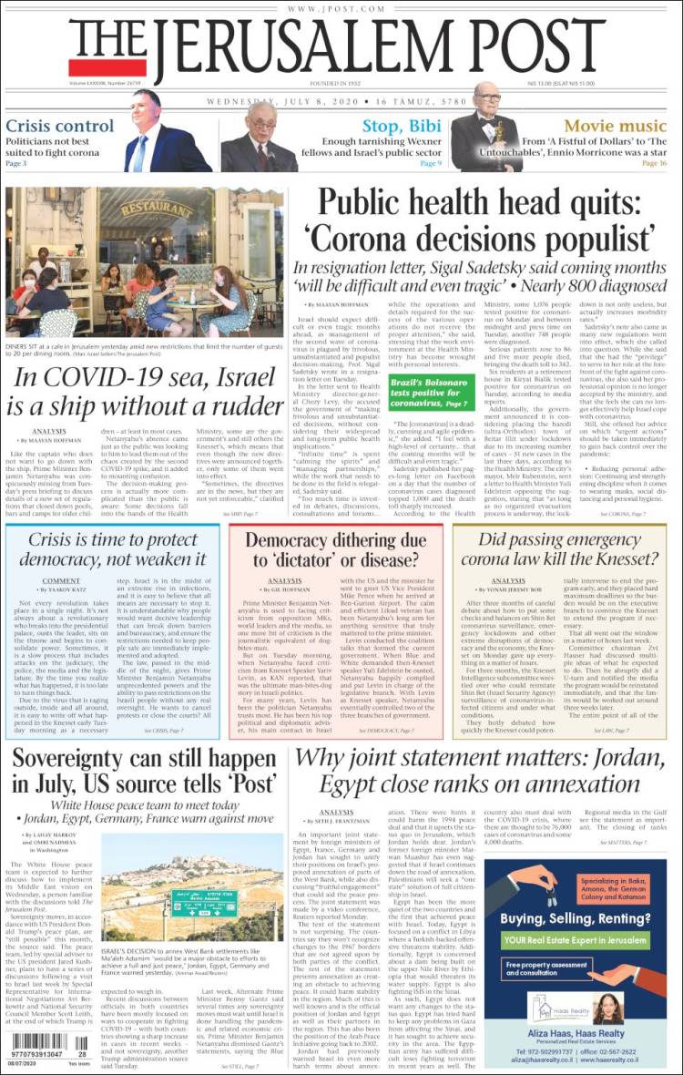 Portada de The Jerusalem Post (Israel)