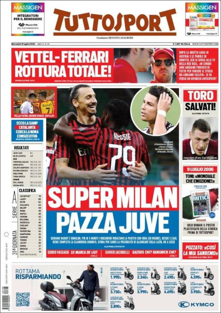 Portada de Tuttosport (Italia)