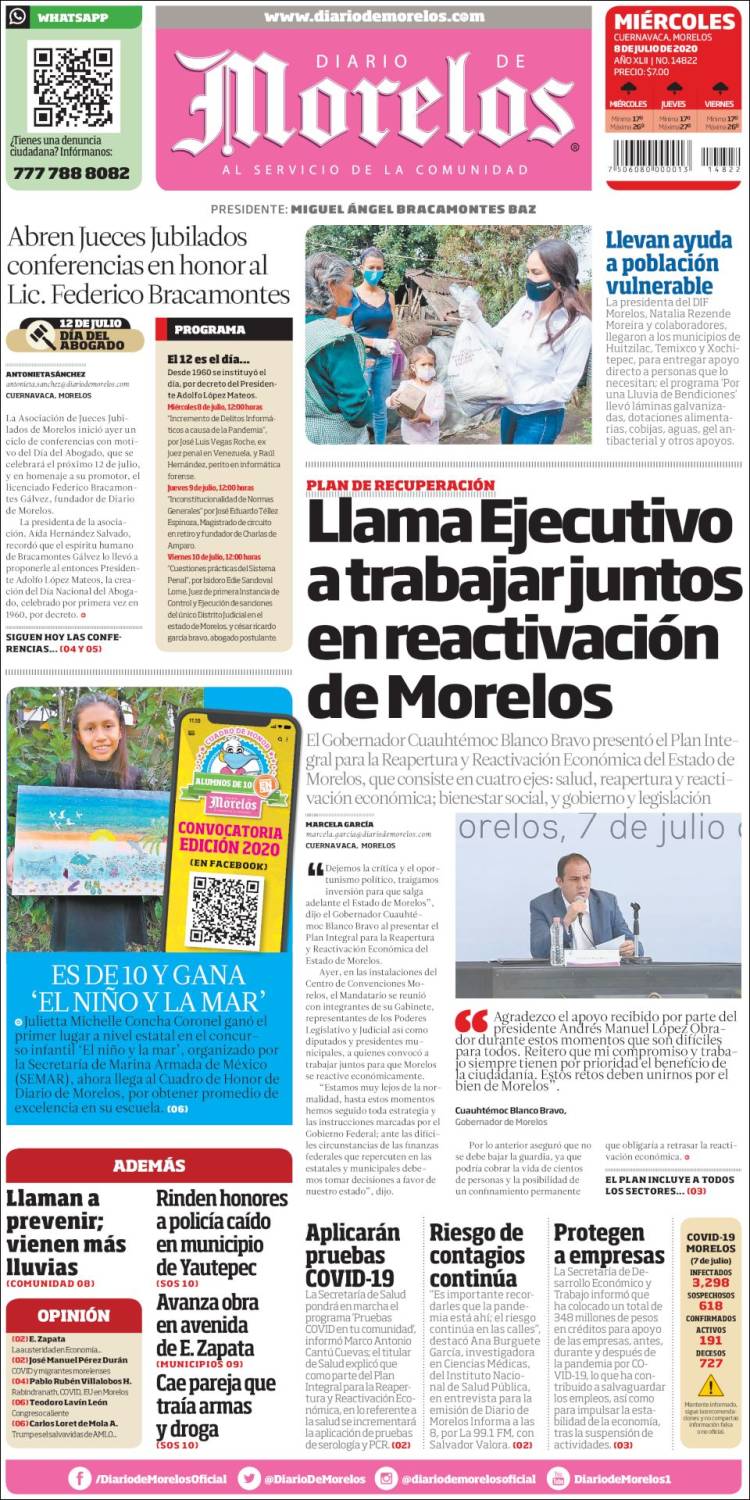 Portada de Diario de Morelos (México)
