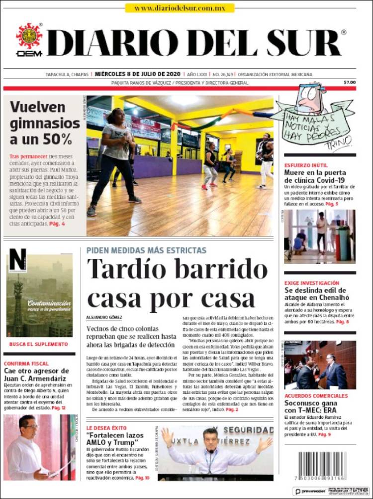 Portada de El Diario del Sur (México)