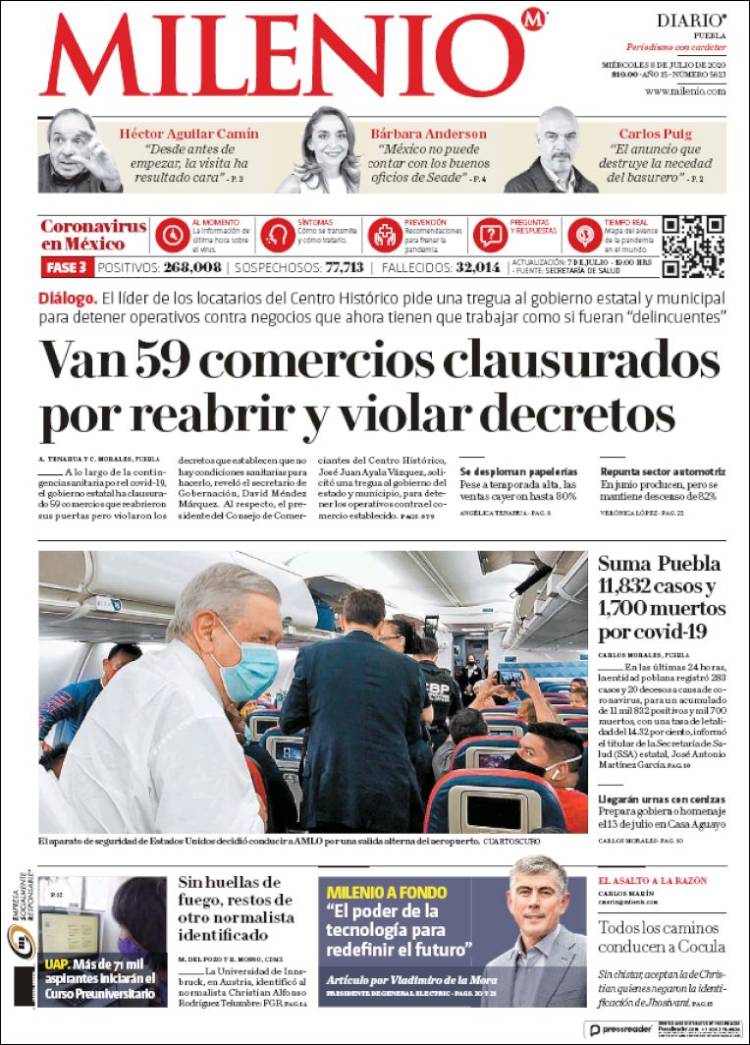 Portada de Milenio de Puebla (México)