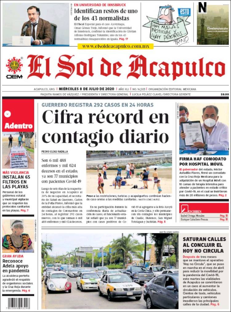 Portada de El Sol de Acapulco (México)