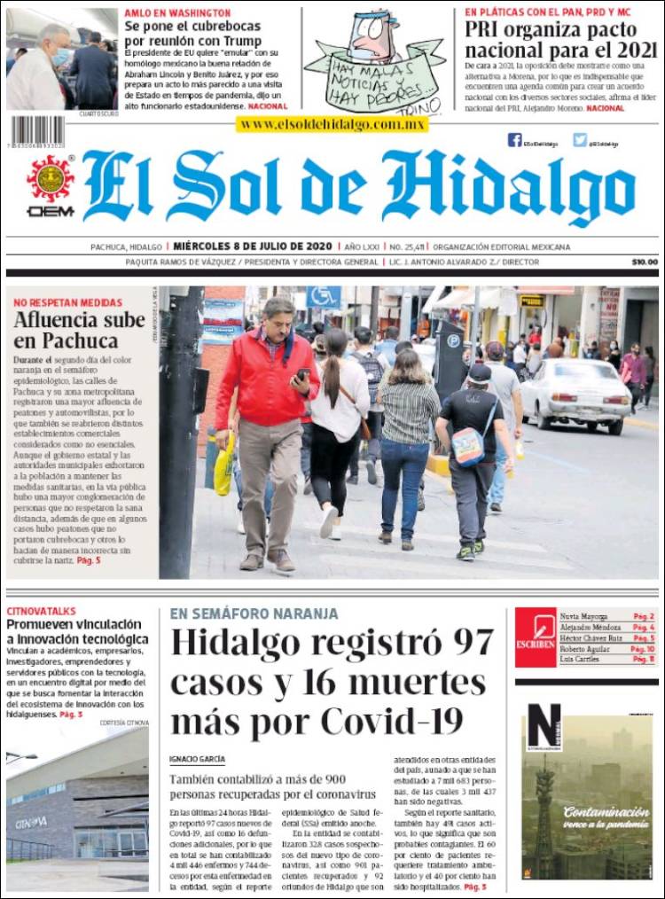 Portada de El Sol de Hidalgo (México)