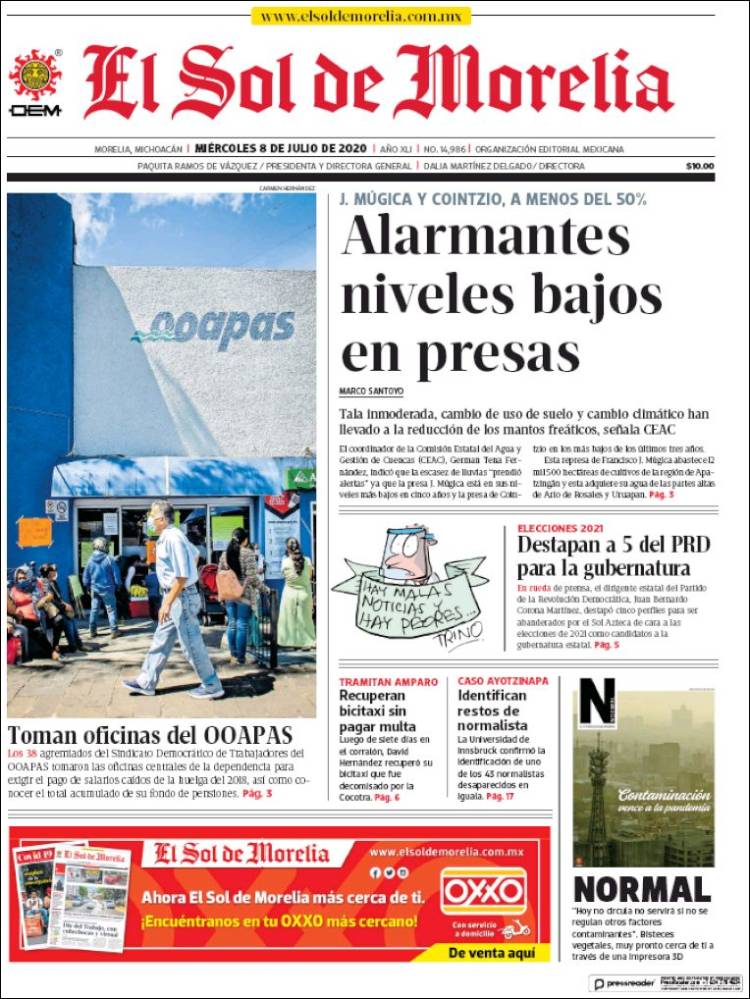 Portada de El Sol de Morelia (México)