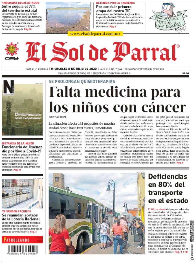Portada de El Sol de Parral (México)