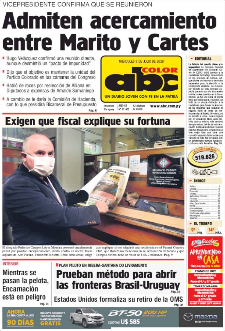 Portada de ABC Color (Paraguay)