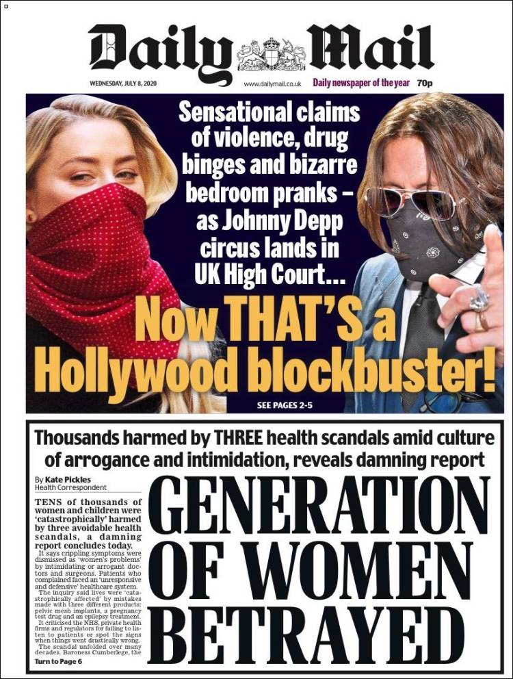 Portada de Daily Mail (Reino Unido)