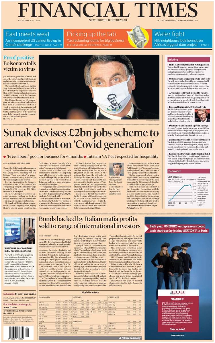 Portada de Financial Times (Reino Unido)