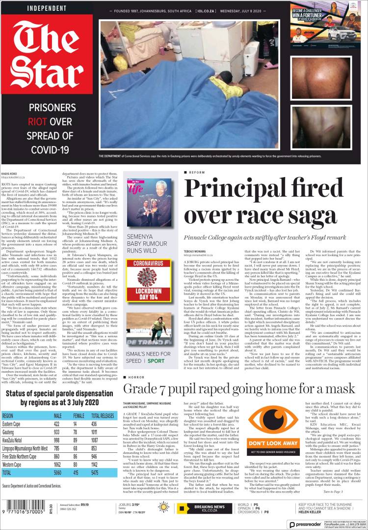 Portada de The Star (Sud&aacute;frica)