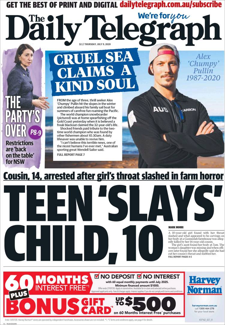 Portada de The Daily Telegraph (Australia)