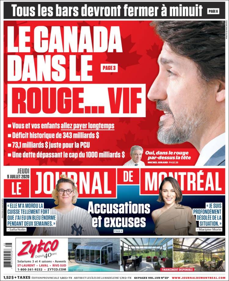 Portada de Le Journal de Montréal (Canadá)