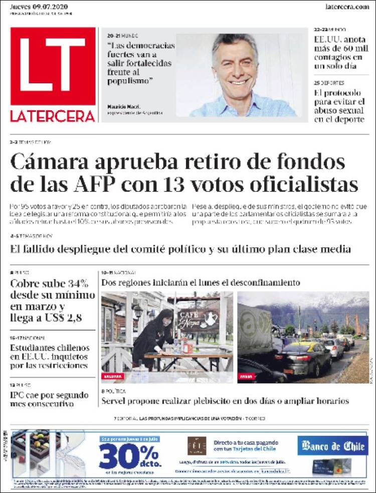 Portada de La Tercera (Chile)