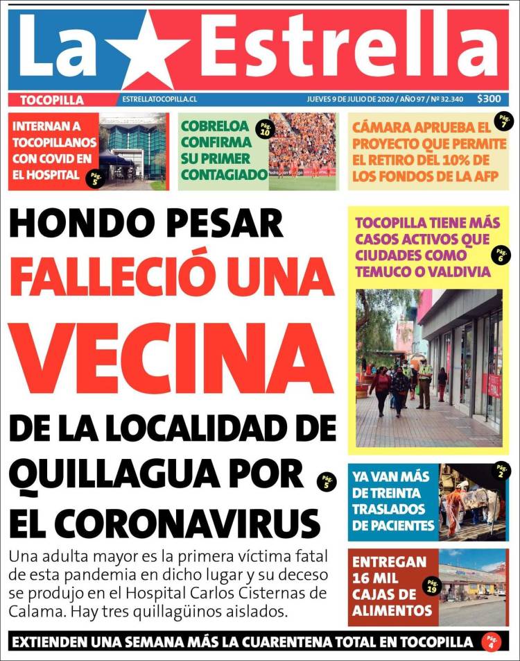 Portada de La Estrella de Tocopilla (Chile)