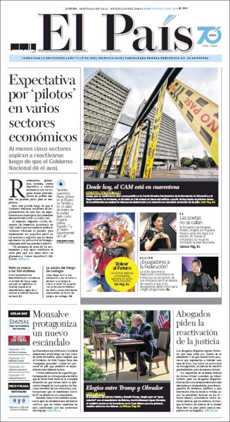 Portada de El País - Cali (Colombia)